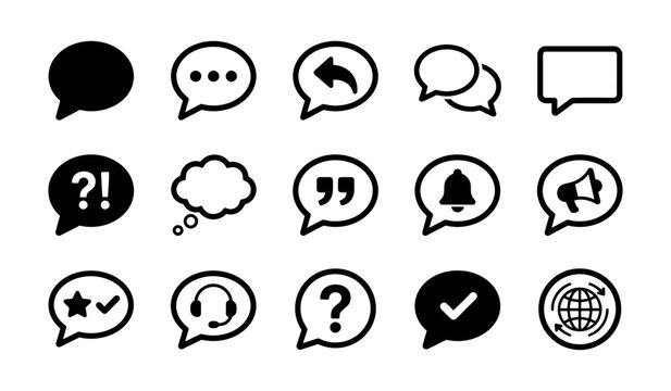 Speech Bubble Icon Set for Chat, Message, Comment and Quote Vector