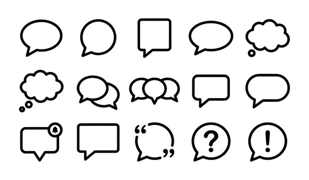 Speech Bubble Line Icon Set for Chat Thought and Quote Vector