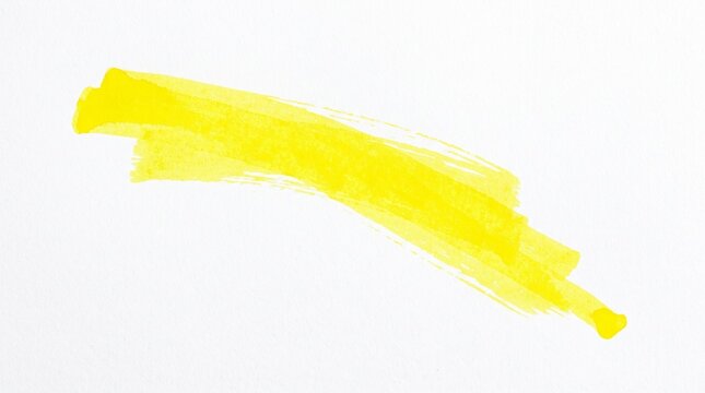 Yellow brush stroke on white paper, vibrant paint splash effect, abstract art element