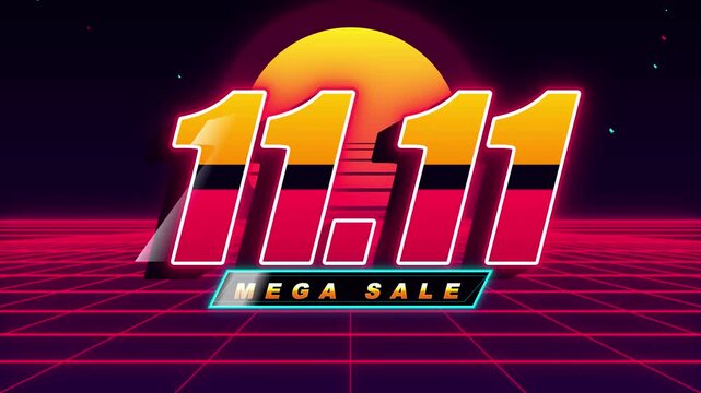 Mega Sale Promotion in Retro Synthwave 80s Style