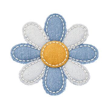 PNG Embroidered daisy patch design.