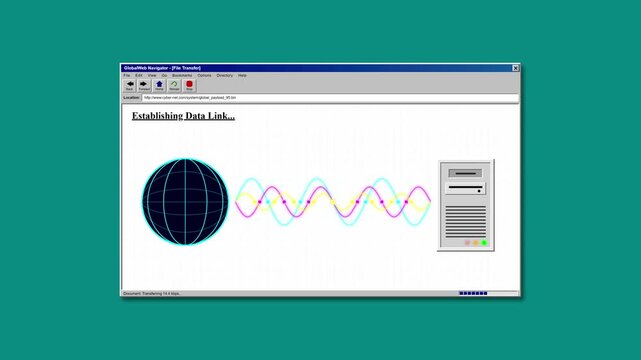 Retro Computer Interface Establishing Data Link Connection Concept