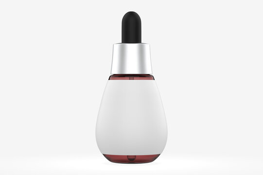 Dark Amber Glass Dropper Bottle Mockup. 3d illustration
