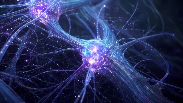 abstract blue background with abstract neural network