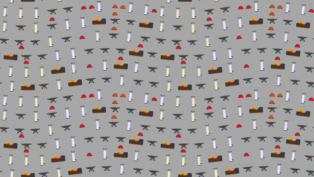 Blacksmith Tools and Safety Helmets Pattern