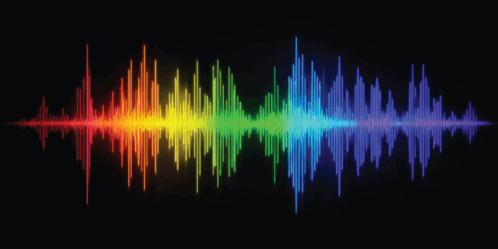 Multicolor sound wave audio pulse visualization with equalizer frequency spectrum colorful visualization waveform technology abstract electronic acoustic background multimedia