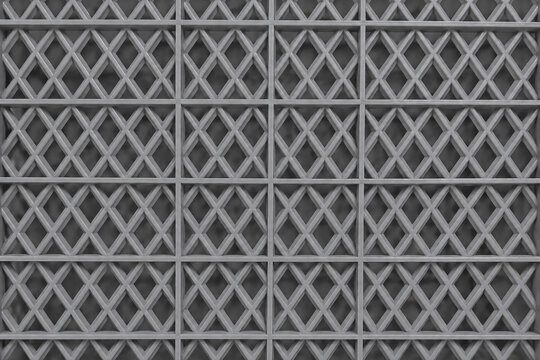 Grey plastic cart texture featuring a dense repeating lattice pattern with raised intersecting strips and a neutral industrial surface. Ideal for storage carts, containers, panels, furniture, and prod