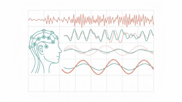 Brain Waves EEG Frequency Patterns Vector Icon Set
