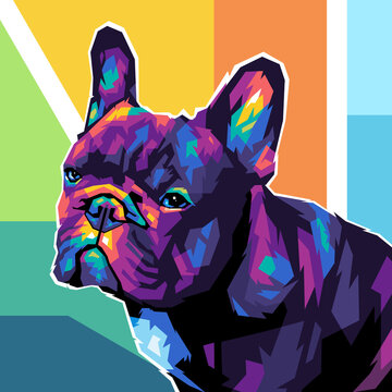 Colorful French Bulldog in WPAP Pop Art Style Vector Illustration