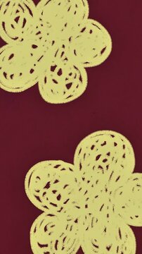 Handdrawn motion yellow flower crayon texture