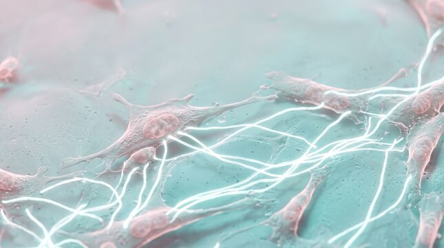 Abstract Representation of Neurons with Glowing Connections in a Soft Color Palette