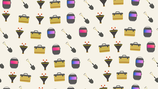 Seamless pattern of tools and safety equipment