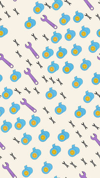Wrenches and Blue Cylinders Pattern