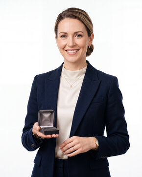Jewelry sales associate representing luxury retail, customer service, product presentation, fashion and professional sales expertise.