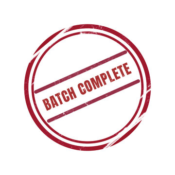 Batch complete stamp with red border and text