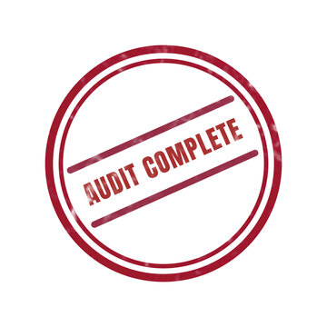 Red circular audit complete stamp with bold text