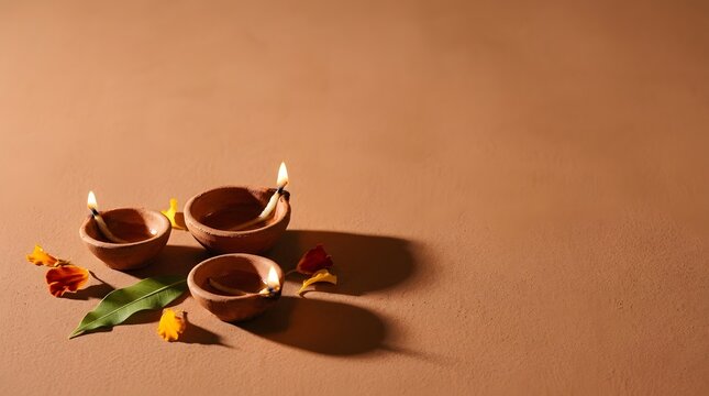 Celebrating the festival of lights a warm and inviting diwali scene with traditional oil lamps