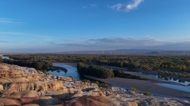 Five-Colored Beach (Wucaitan) in Burqin, Northern Xinjiang, China&mdash;a scenic spot for sunset viewing and enjoying the natural birch forest.