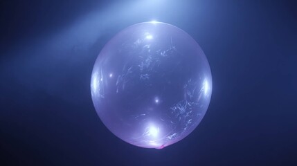 Obraz premium Pearlescent white balloon with subtle color veins, glowing softly in a dark, atmospheric setting.