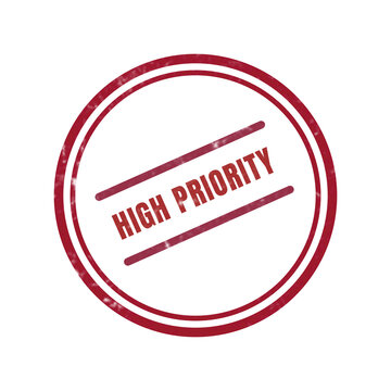 High priority red circular stamp with diagonal lines