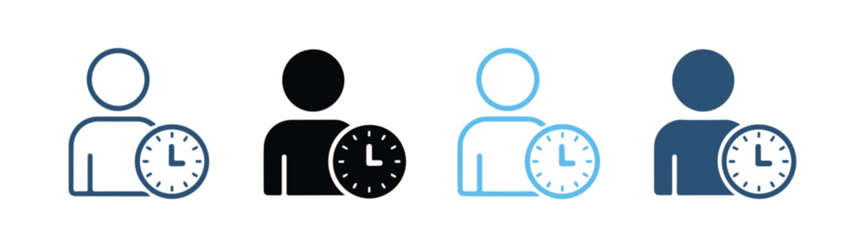 User account history icon set with clock symbols for deadline tracking and time management profile.