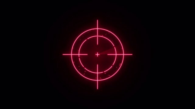 Red neon digital target crosshairs on black background