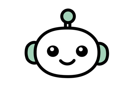 Cute green robot face icon with a friendly smile