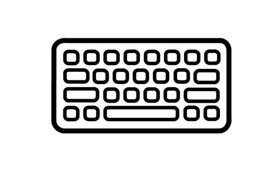 Computer keyboard icon in simple black outline style