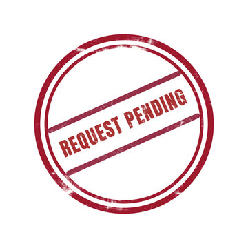 Red pending request stamp with bold text