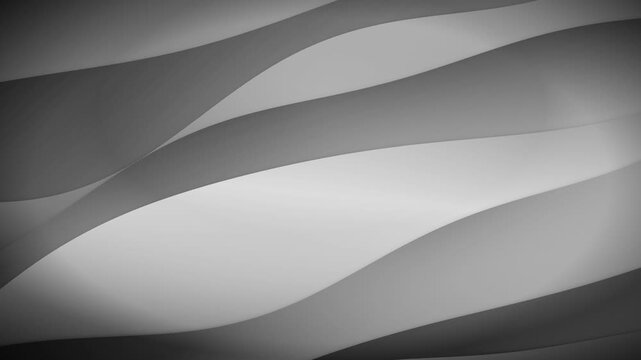 A 10-second seamless loop motion graphic featuring elegant, flowing gray fabric folds. Monochromatic silver and charcoal waves undulate slowly, creating a luxurious 3D cloth material texture with smoo