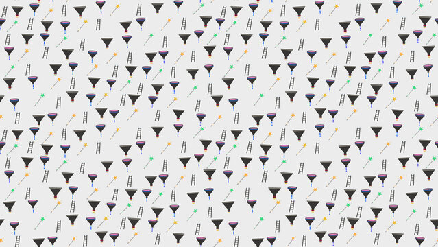 Pattern of funnels, ladders, and magic wands