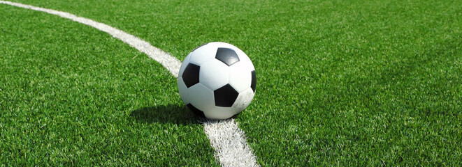 Soccer football field stadium grass line ball background © somkanokwan