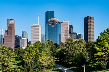 Fototapeta premium Downtown Houston as viewed from Buffalo Bayou Park