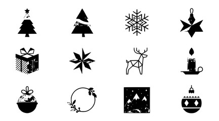 Fototapeta premium Modern Minimalist Geometric Christmas Decoration Vector Set