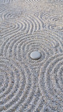 Zen Garden Rock and Raked Sand