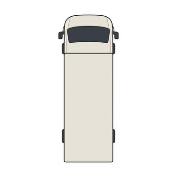 Beige covered van top view flat vector illustration