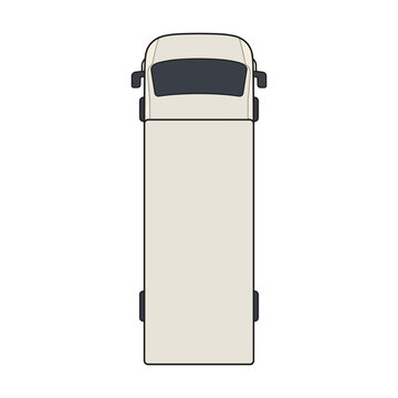 Beige covered van top view flat vector illustration