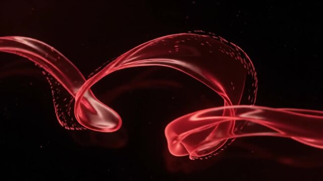 Abstract red wavy liquid flow on black background
