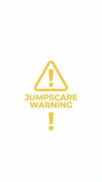 Yellow Jumpscare Warning Countdown Animation on White Background. Vertical video