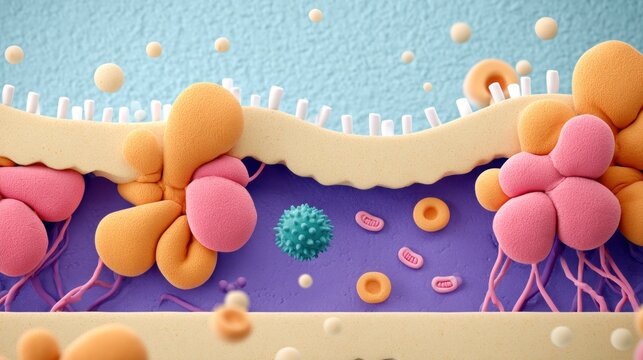 Colorful 3D cell membrane and organism model