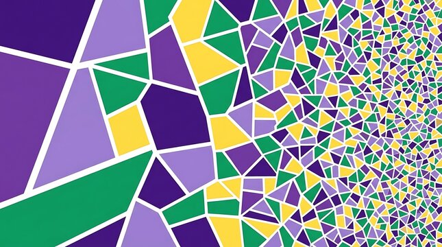 Abstract background with purple green and yellow geometric mosaic tiles