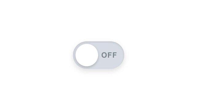 ON OFF Toggle Button Animation on White Background, Switch Button UI, Power Control, Enable Disable Interface, Interactive User Interface and Digital Technology