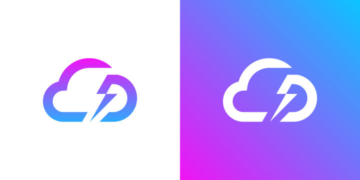 logo design combining cloud and flash, design vector icon idea