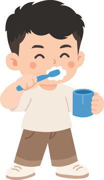 boy brushing teeth