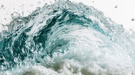 Obraz premium Close up blue water wave breaking with spray.