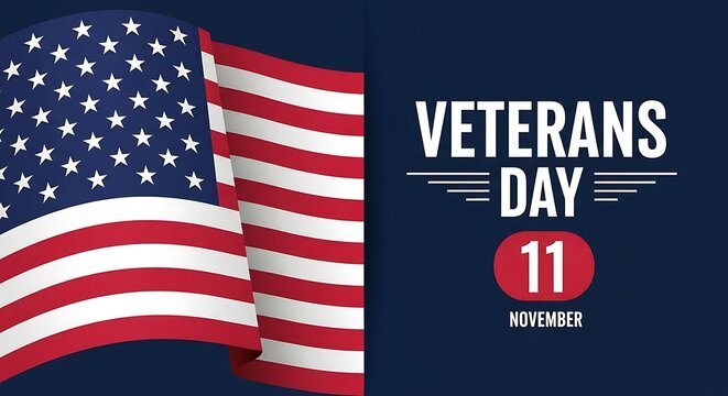 Veterans day celebration with american flag on november 11
