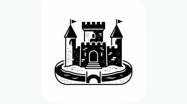 Medieval Castle Fortress Icon Symbol.