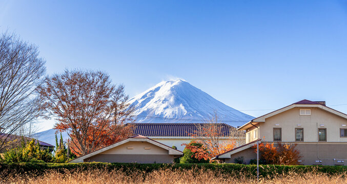 Mount Fuji, the iconic symbol of Japan, during the season of autumn foliage, a period of exceptional beauty.kawaguchiko,japan.
