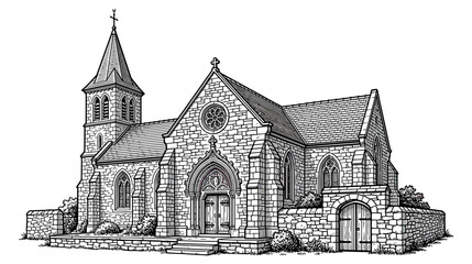 Obraz premium Vintage Church Building Stone Architecture Gothic Style