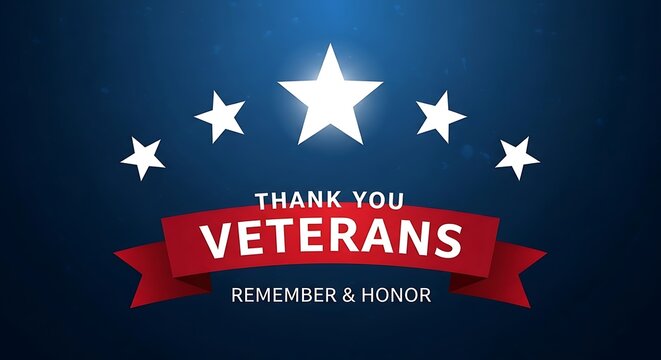 Patriotic tribute to veterans with stars and red banner